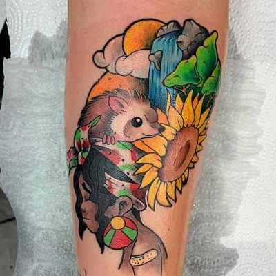 Tatuaje de la pachamama estilo newschool